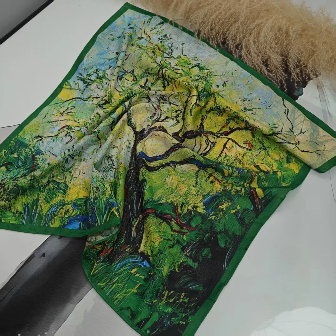 新款【印象春日】70*70重磅香云丝毛高货重磅国风高端丝巾-P6