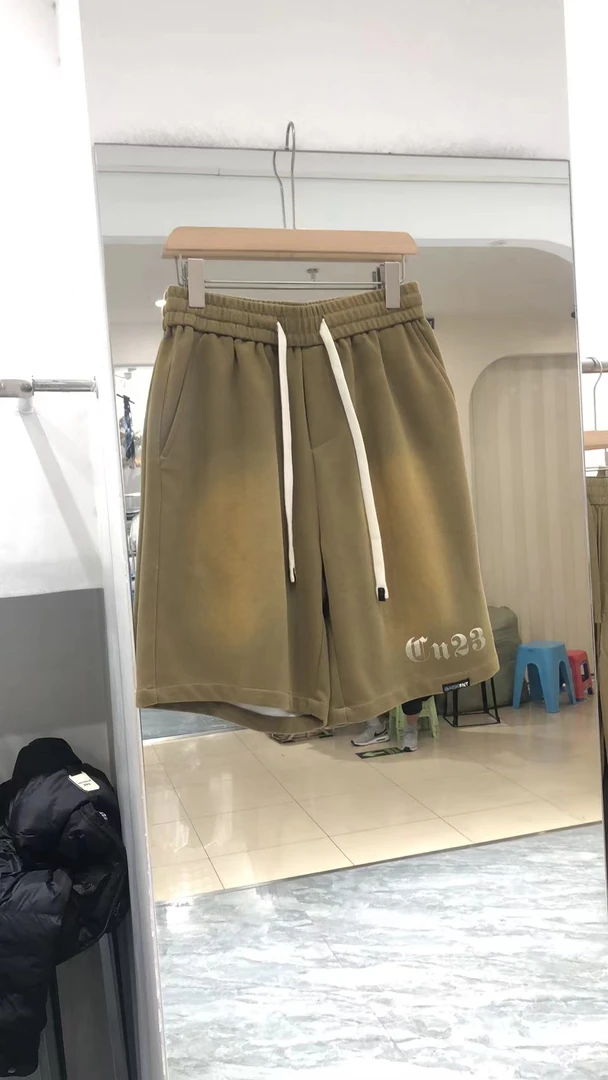 潮束脚裤中腰S直筒裤厚款休闲裤抽绳潮流短裤裤子夏季简约