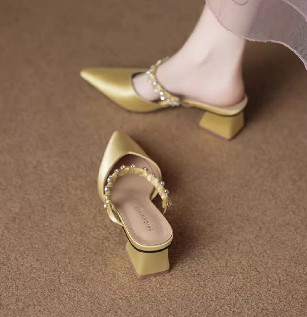 法式气质包头半拖女鞋 夏季百搭绝美 超火女凉拖鞋新款