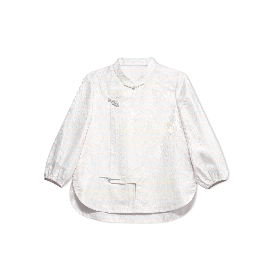 羽翎-YZ259072新中式桑蚕丝上衣时尚中国风气质提花复古