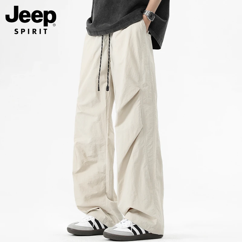 JEEPSPIRIT吉普潮牌裤子男士休闲裤秋季新款直筒宽松长裤男款