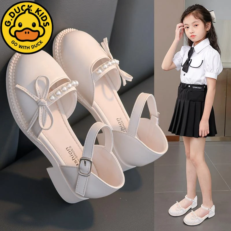 小黄鸭女童凉鞋2025夏新款软底包头儿童凉鞋防滑中大童学生公主鞋