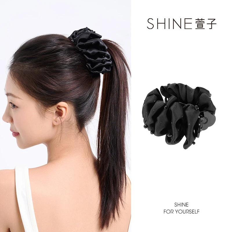 萱子SHINE时尚都市丸子夹法式浪漫优雅复古黑色百搭佩戴舒适