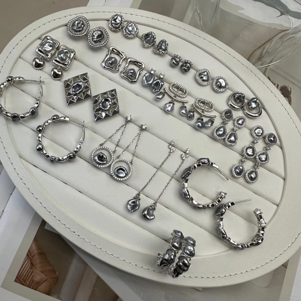 海水大溪地keshi珍珠耳饰耳钉耳圈耳环925包镶定制 无暇一物一拍