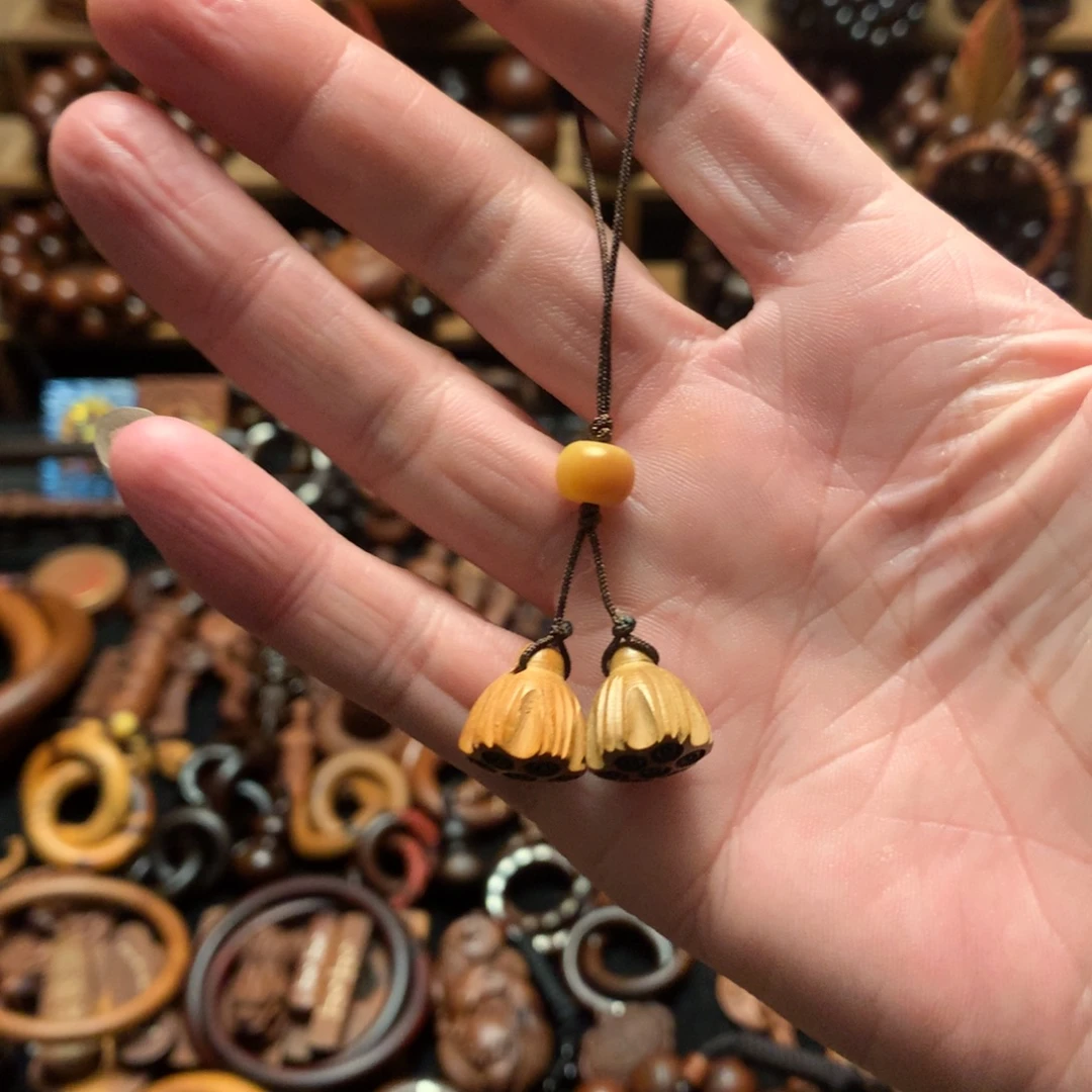 枣木桃木手机挂件同心并蒂莲