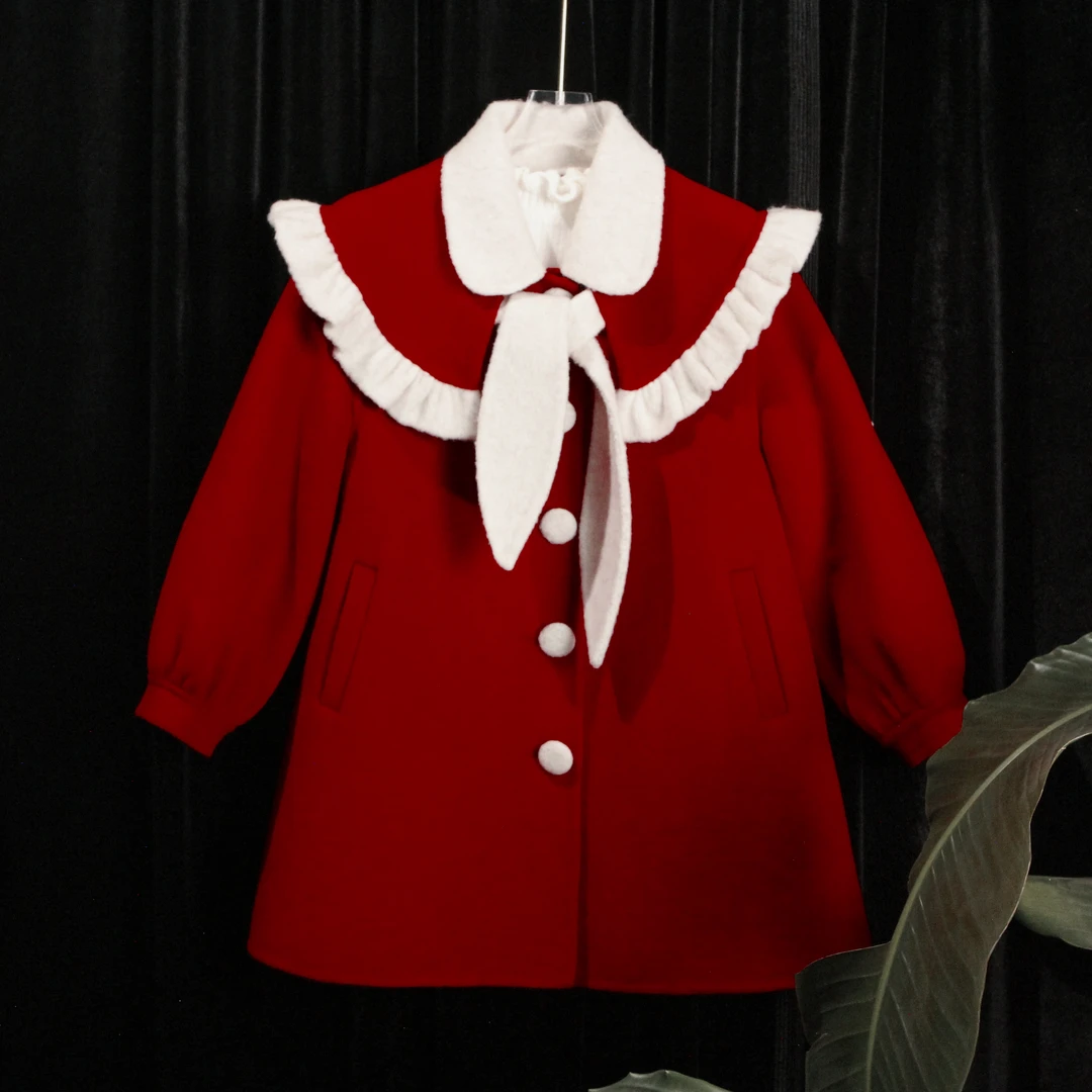 【大红兔耳朵】披肩童装双面羊毛大衣加厚洋气秋冬韩版-027