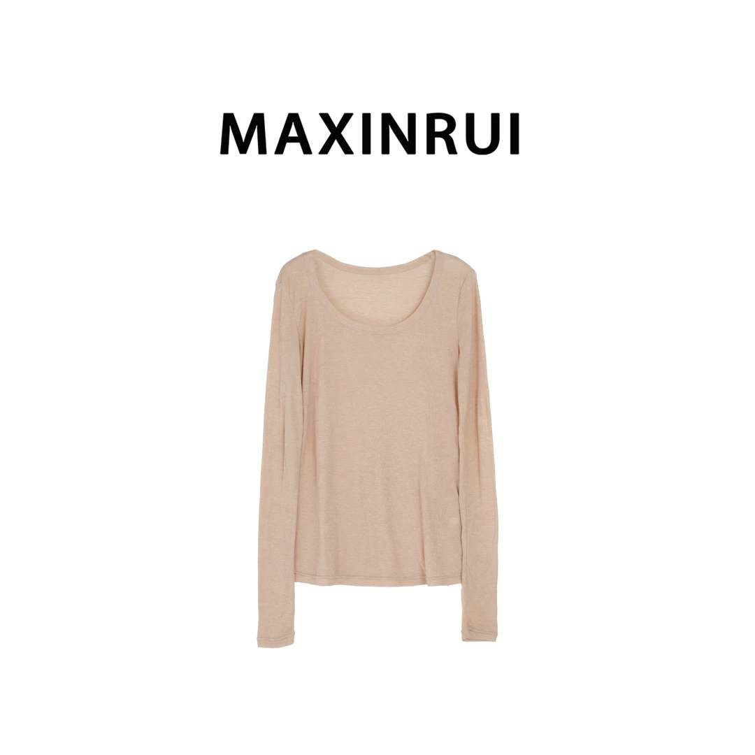 MAXINRUI 显瘦气质设计感修身百搭长袖T恤R8108