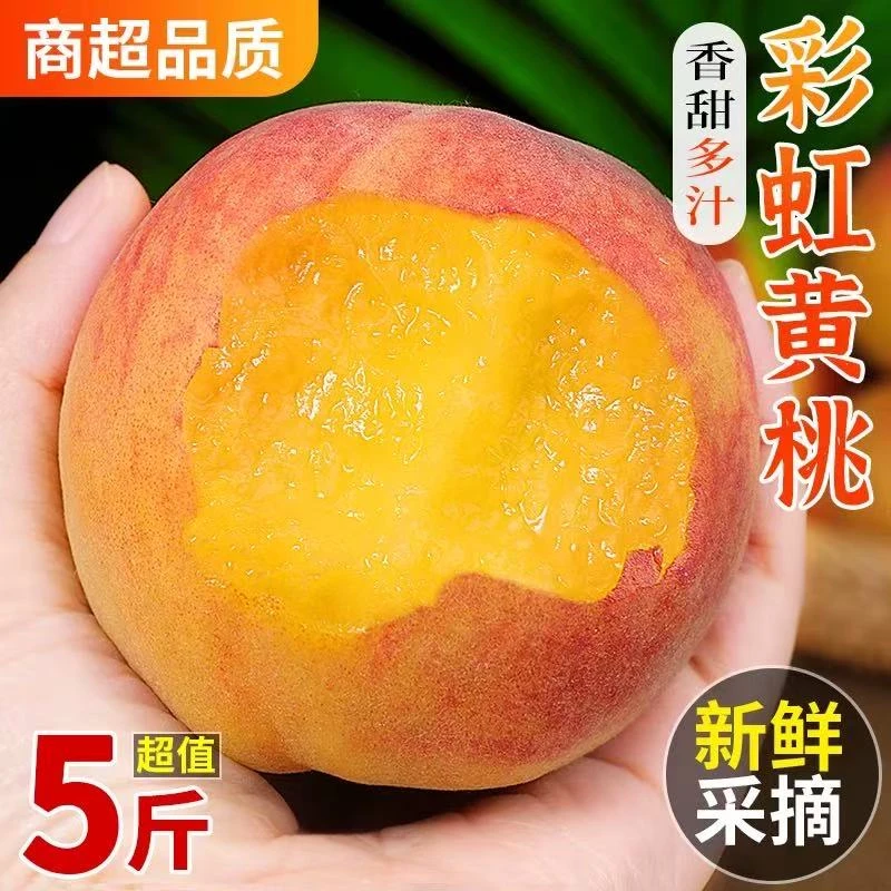 万长平推荐彩虹黄桃新鲜水果整箱现摘露天湖北当季纯甜孕妇脆桃子
