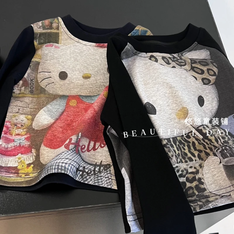 【亲子款】2025秋装新款时尚圆领印花女童韩版洋气KT长袖打底