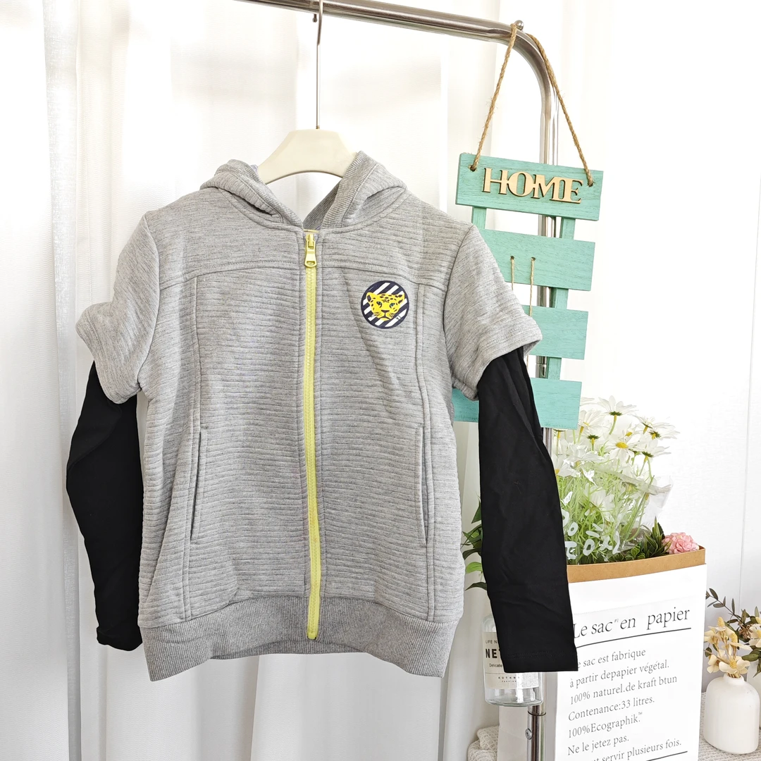 男童春秋休闲运动拼接袖子假两件卫衣外套218