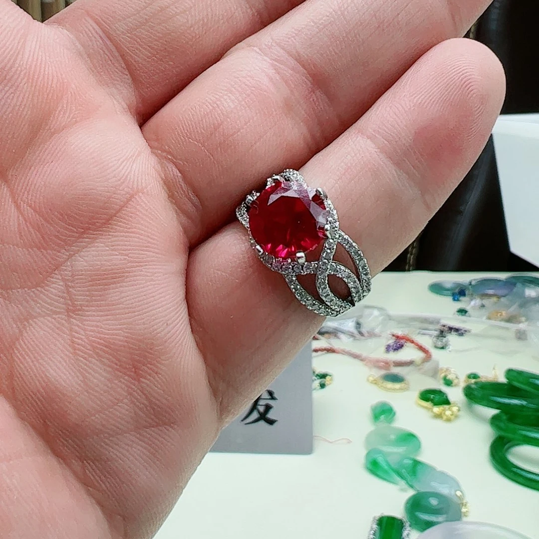 碧玺戒指银S925镶嵌一物一图基地直发