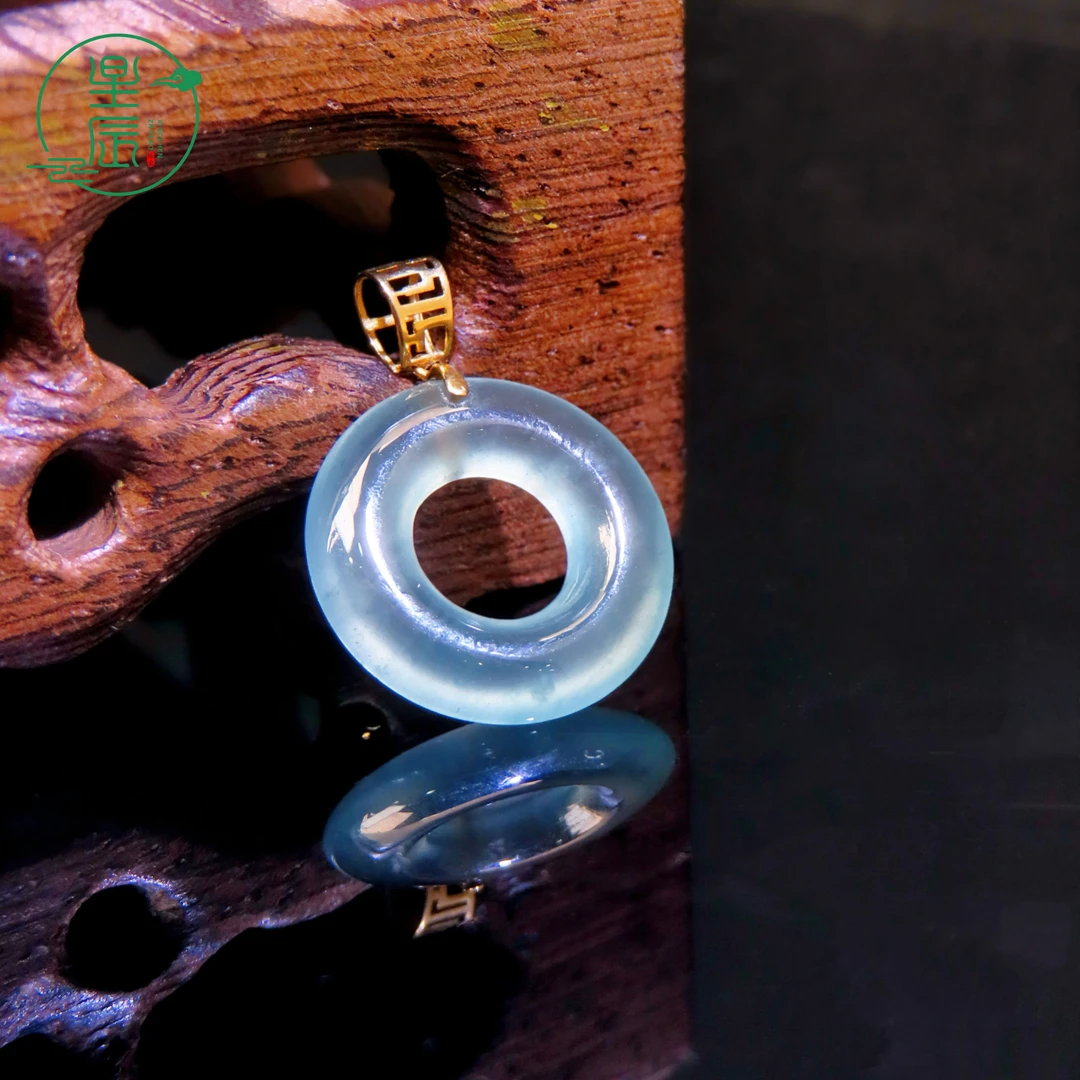 星辰轻奢 18K金甜甜圈吊坠  精美天然翡翠吊坠冰透挂坠