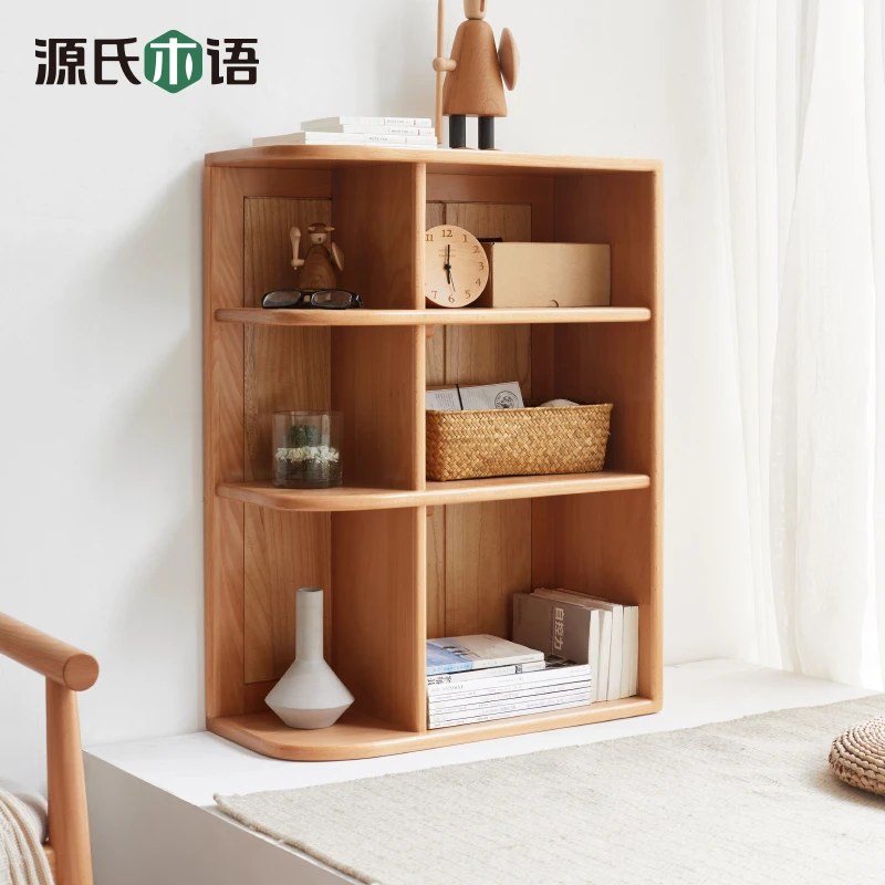 源氏木语实木转角飘窗柜储物柜现代欧洲榉木书架简约收纳柜Y98Y06