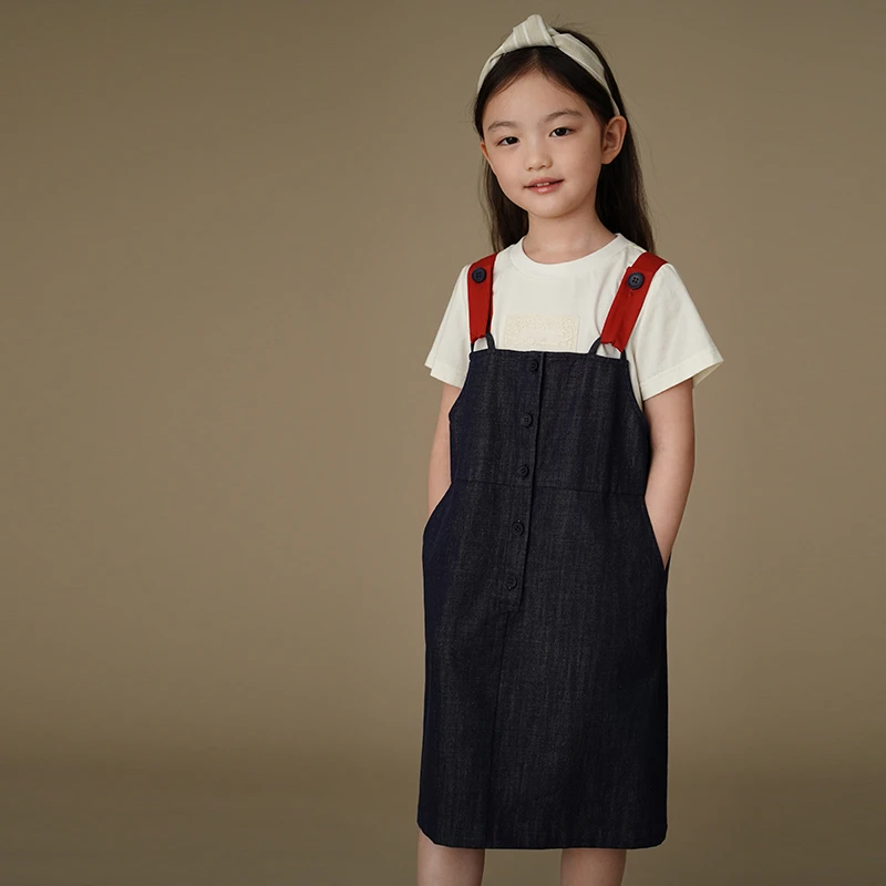 【银泰百货XH】哈齿童装夏季牛仔裙复古休闲无袖连衣裙30ZZ2412116L