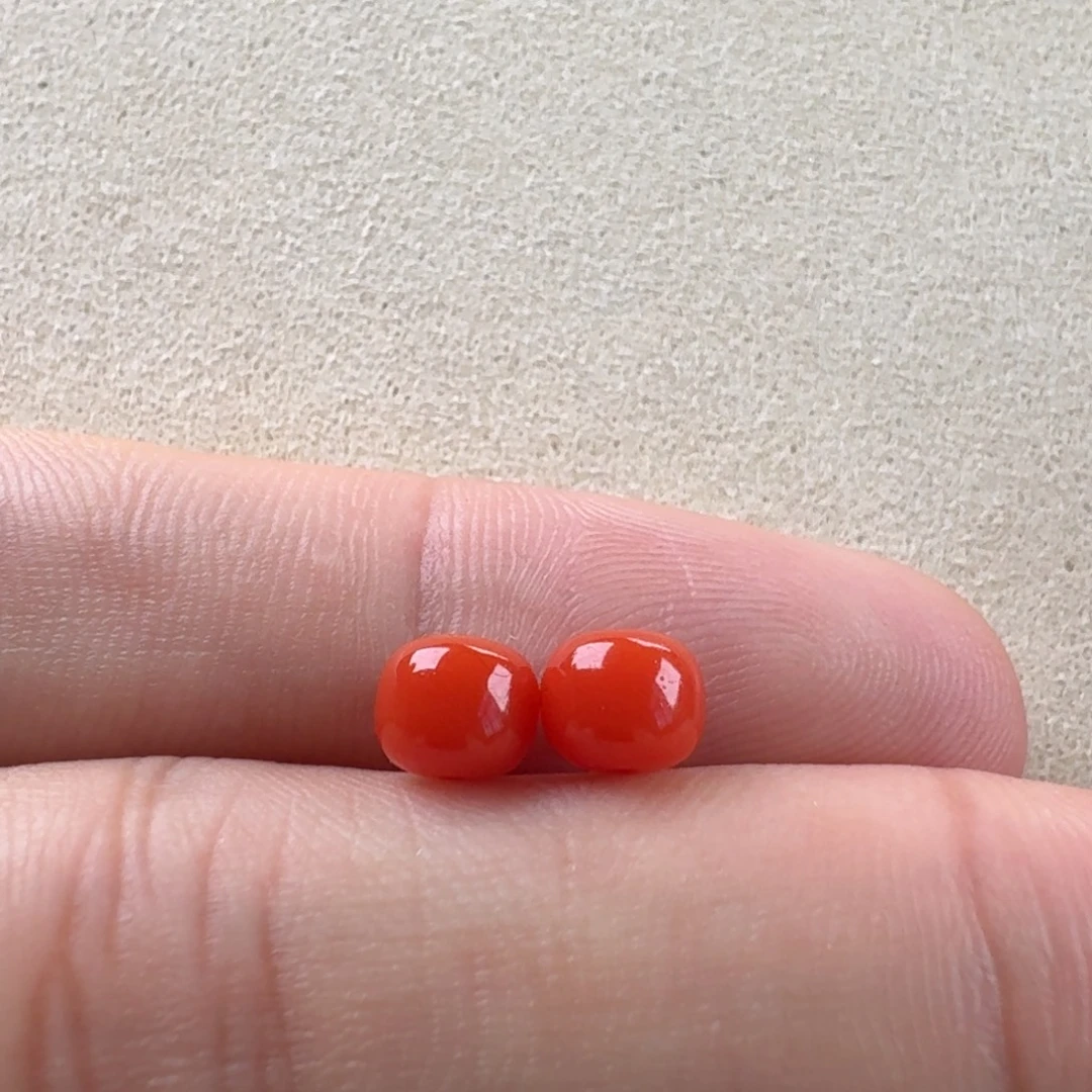 南红玛瑙未镶嵌老型对珠6.0*5.0