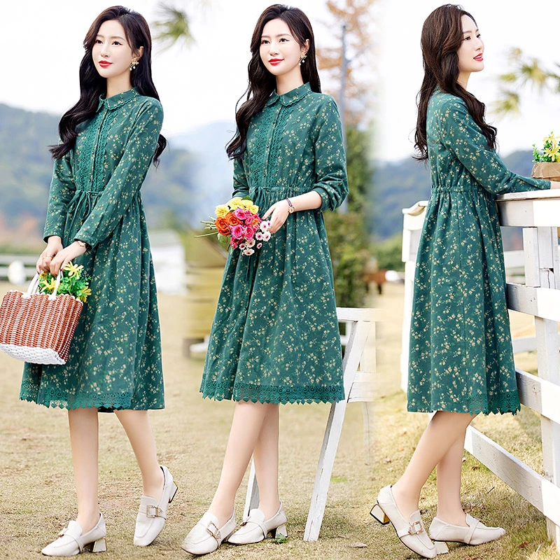 2025年春季新款蕾丝裙摆碎花连衣裙优雅气质显瘦遮肉03