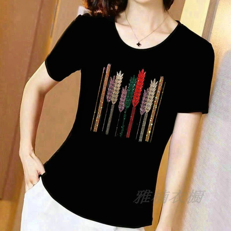 2025夏新款莫代尔短袖t恤女上衣中年妈妈装宽松大码纯棉半袖体恤