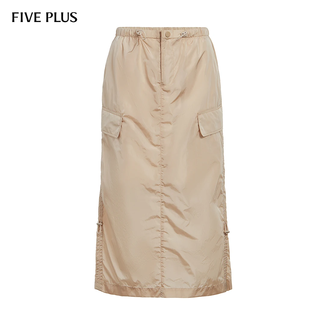 FIVE PLUS秋装半身裙女直筒中长款裙子抽绳修身美拉德2LN3072520