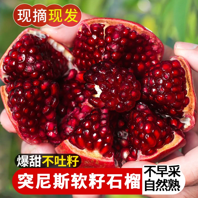 【果园直发】突尼斯软籽石榴新鲜水果四川会理石榴红宝石无籽石榴