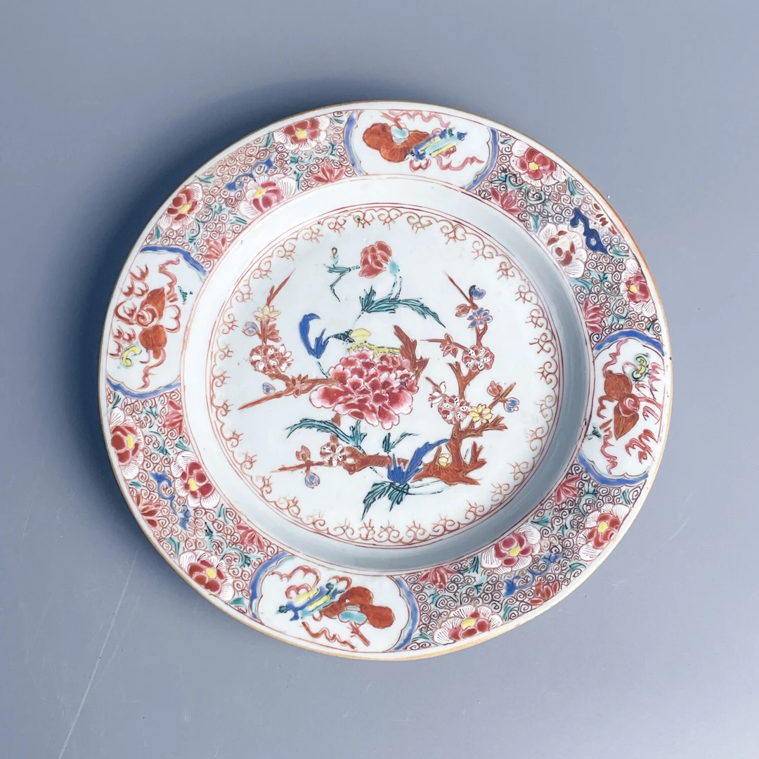 清雍正粉彩花卉纹盘37-M25LI002B29-05