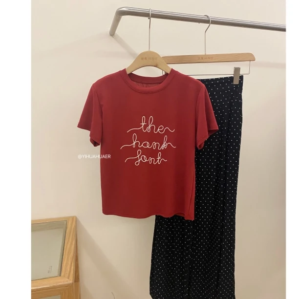 3010韩系夏款韩版新款字母印花百搭休闲短袖T恤