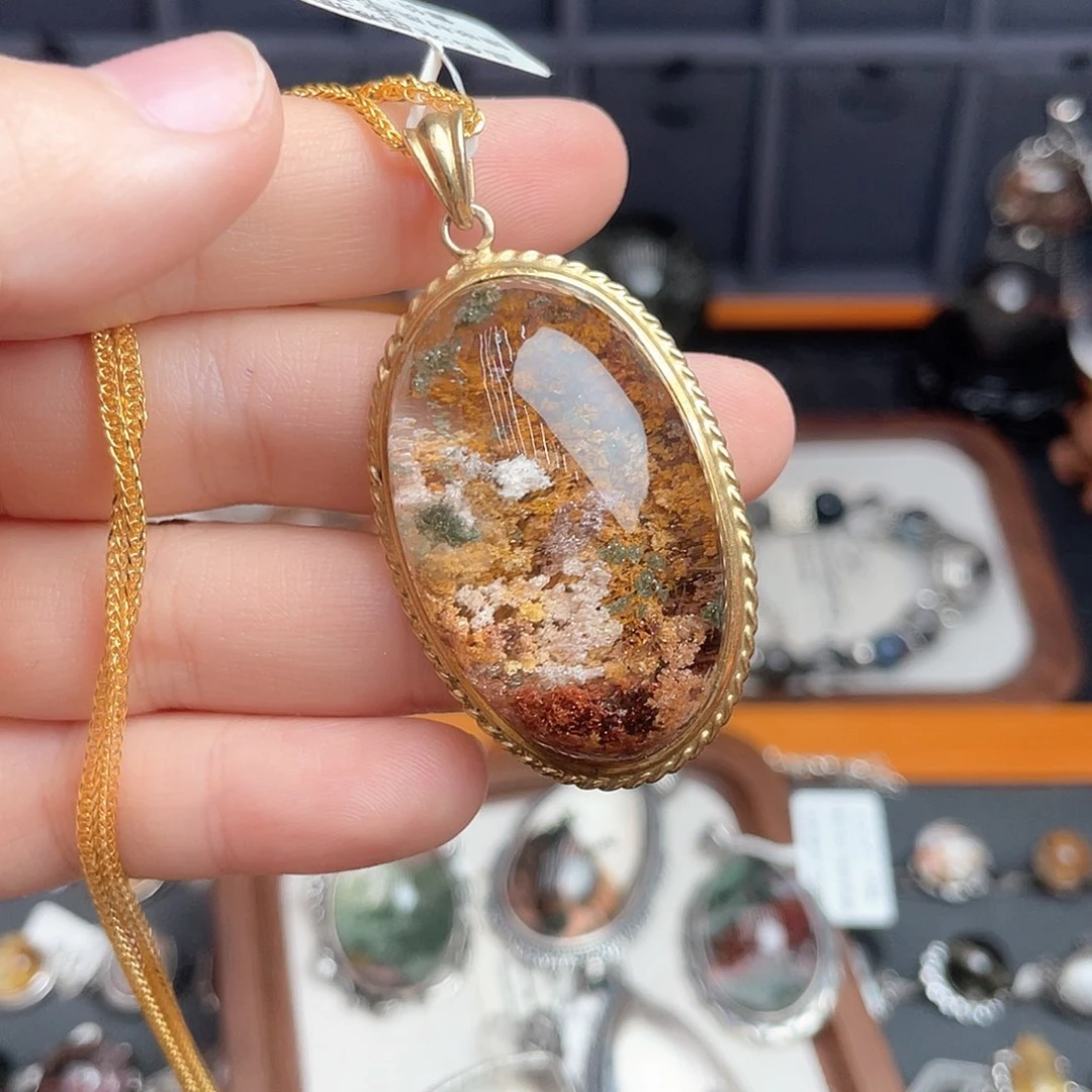 水晶颈饰银S925镶嵌一**包