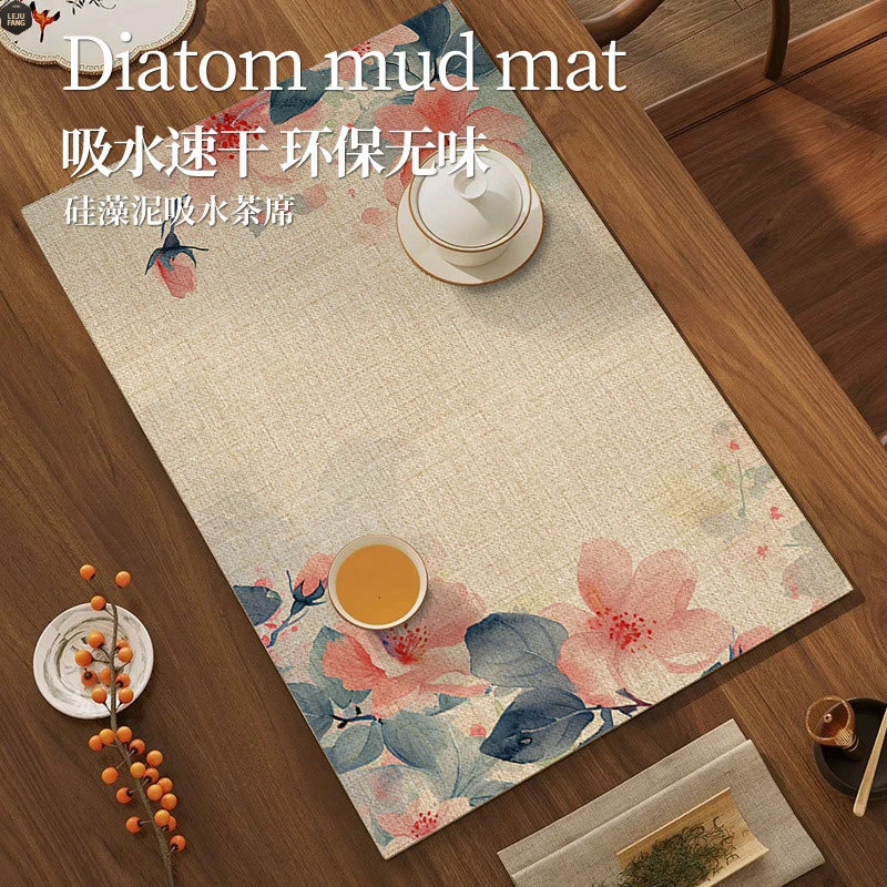 新中式硅藻禅意茶垫吸水速干隔热防滑茶桌垫子硅藻泥茶几吸水杯垫