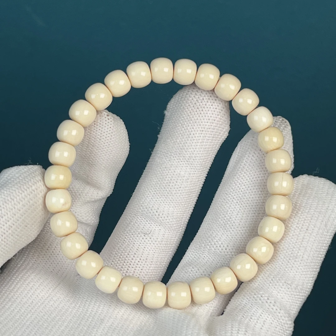 U2408天然猛犸牙 瑕疵特价桶珠手串 7*6mm支持鉴定 假一罚四