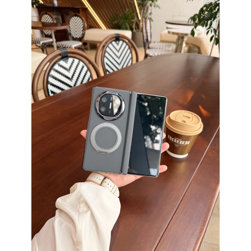 适用于华为Matex6/Matex5素皮中轴旋转支架折叠手机壳 中轴单后壳