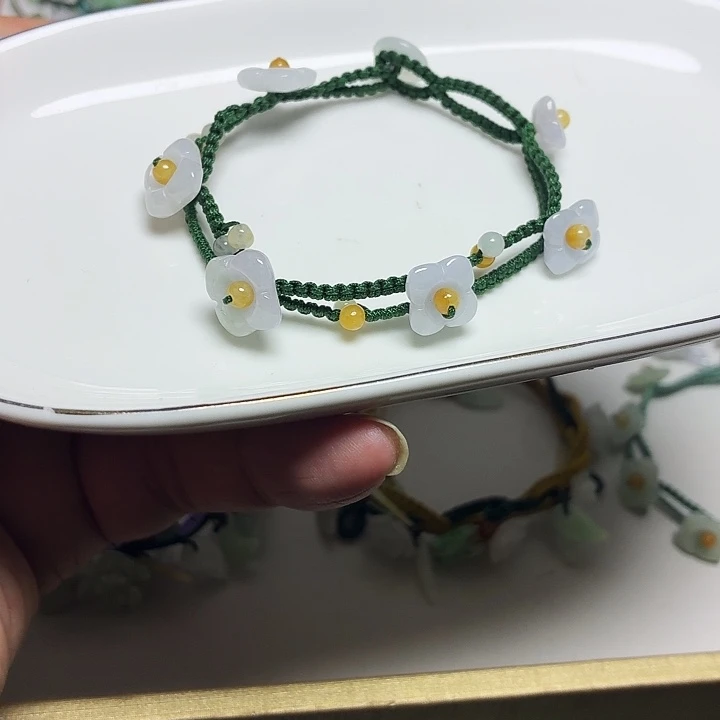 翡翠未镶嵌手链桂花手绳15-16cm