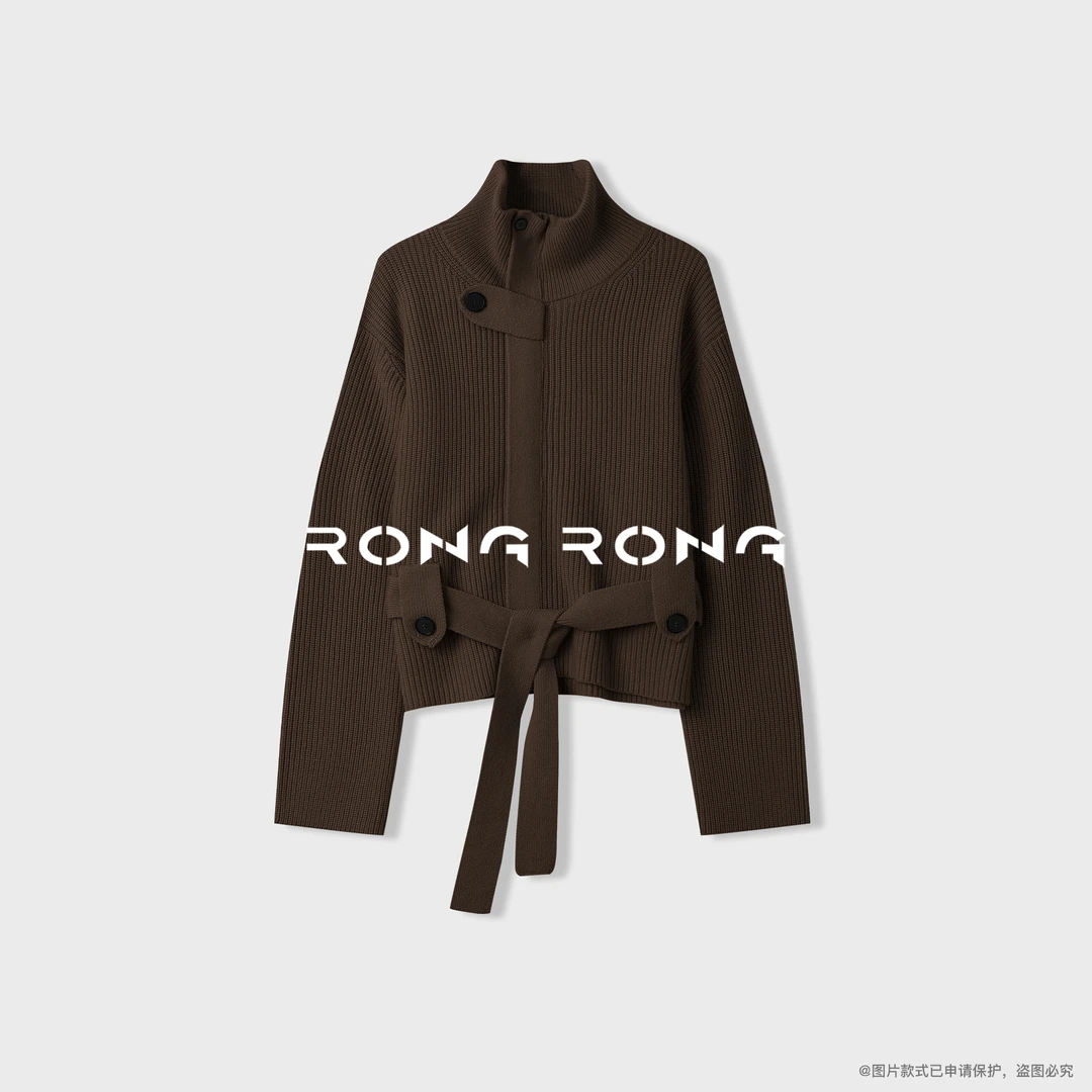 溶溶【暖腰神器】RONGRONG 100绵羊毛立领拉链自发热羊毛衫113-9921