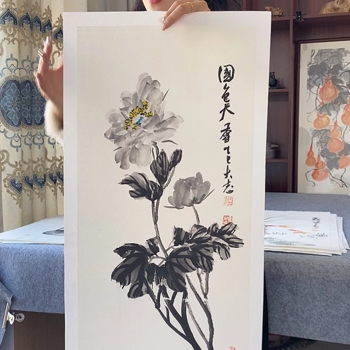 国画纯手绘国画写意作品34*68