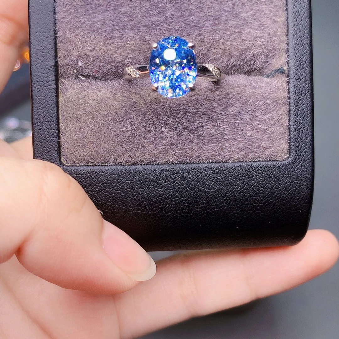 戒指银S925镶嵌海蓝宝石