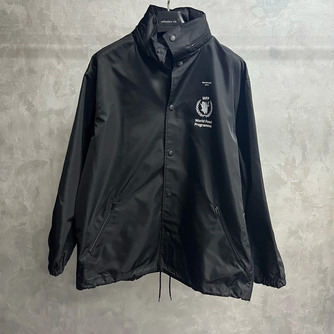 全新未使用 Balenciaga/巴黎世家 黑色WFP防风拉链冲锋衣44/48