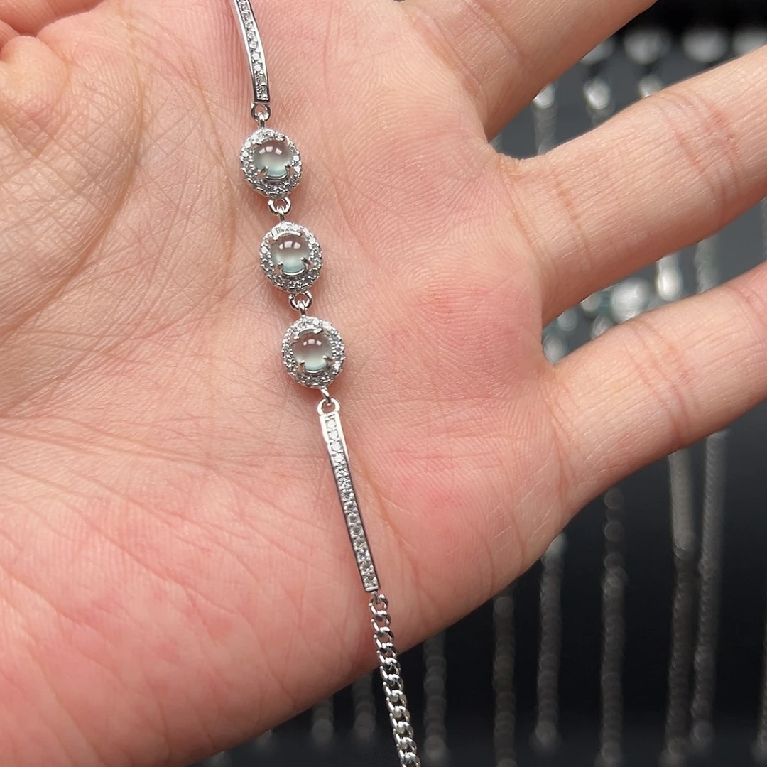 翡翠银S925镶嵌手链