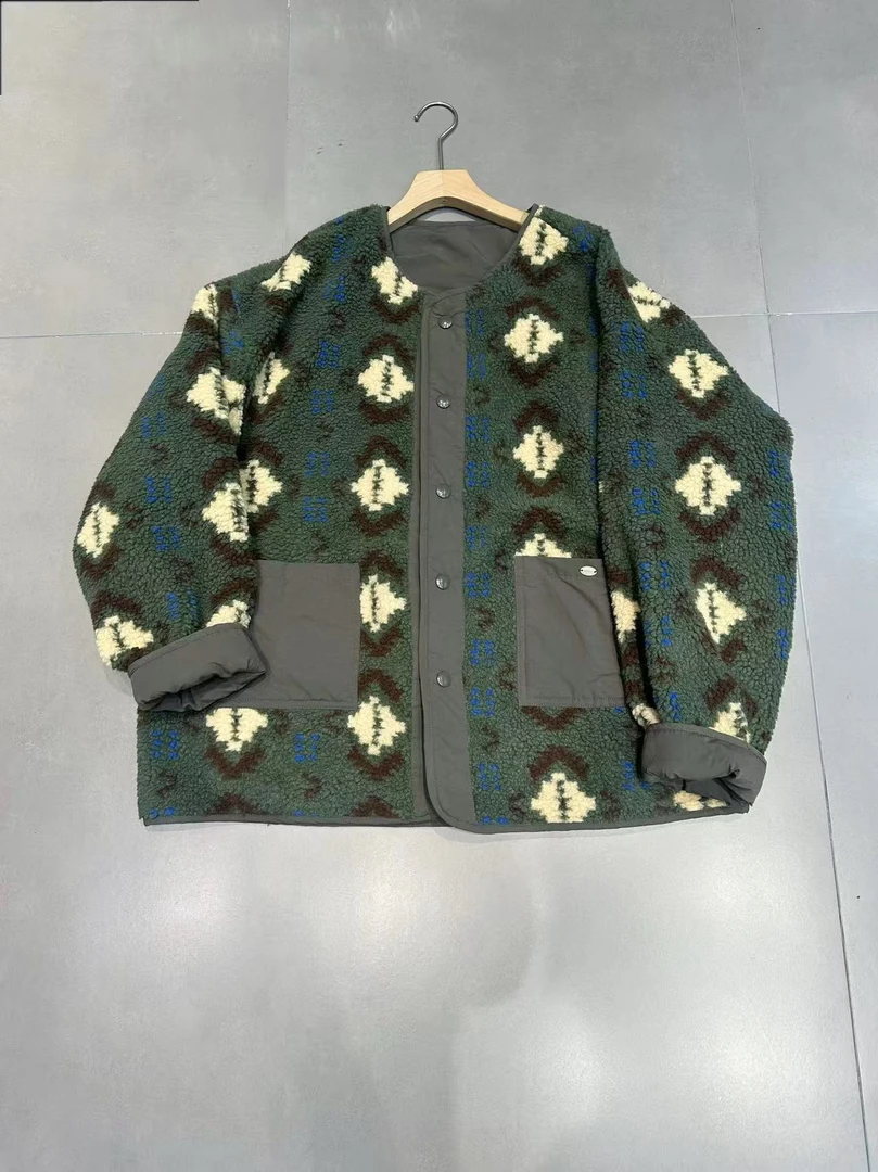 喜家外贸-两面穿羊羔毛绒外套女2025秋冬复古印花慵懒风90005