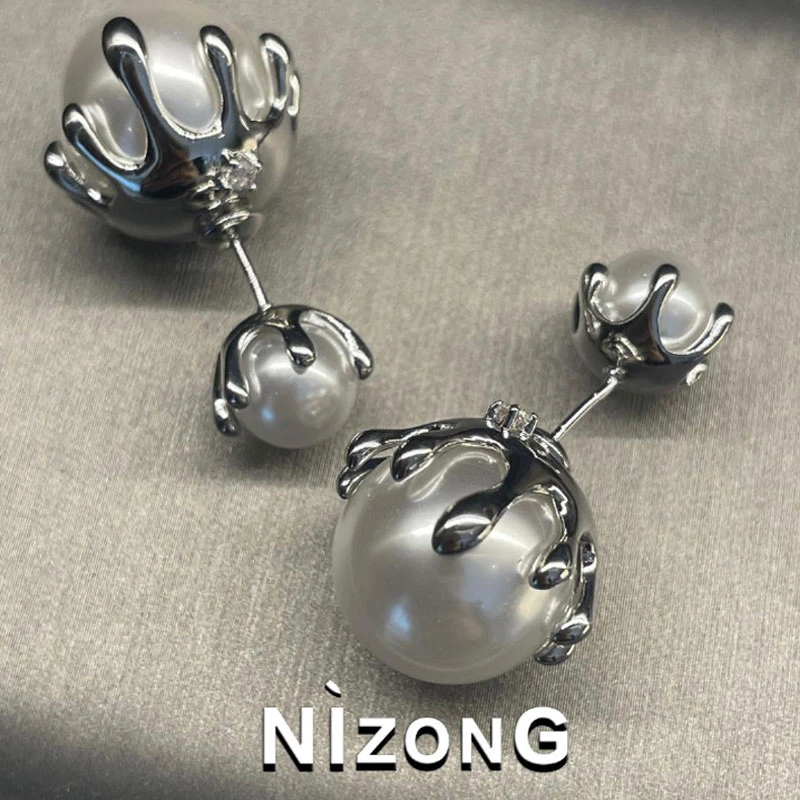 铜合金锆石耳饰 设计师双珠耳钉01ED447