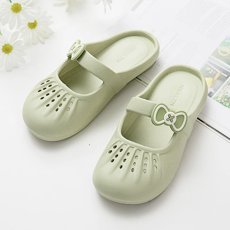 夏季懒人一脚蹬女玛丽珍半拖平底轻便外穿居家包头防滑凉拖鞋811