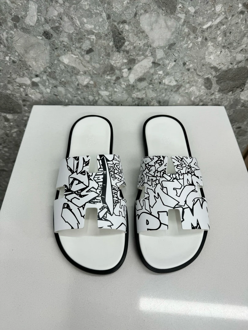 未使用 Hermes/爱马仕 133543 爱马仕春夏新款涂鸦H拖鞋