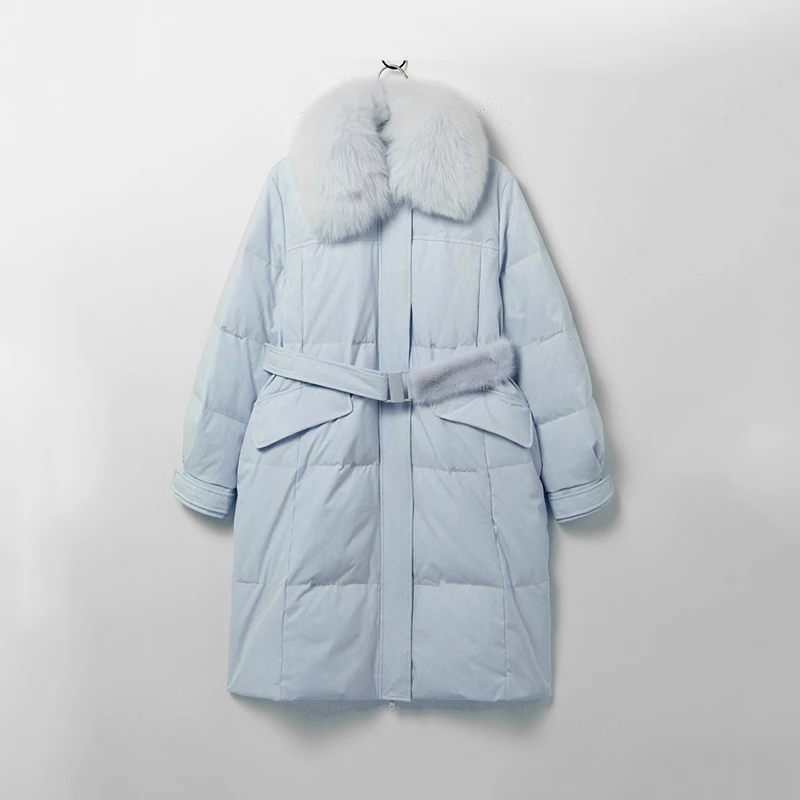 Z053水貂毛拼接长款羽绒服（北）（默认不含配饰）