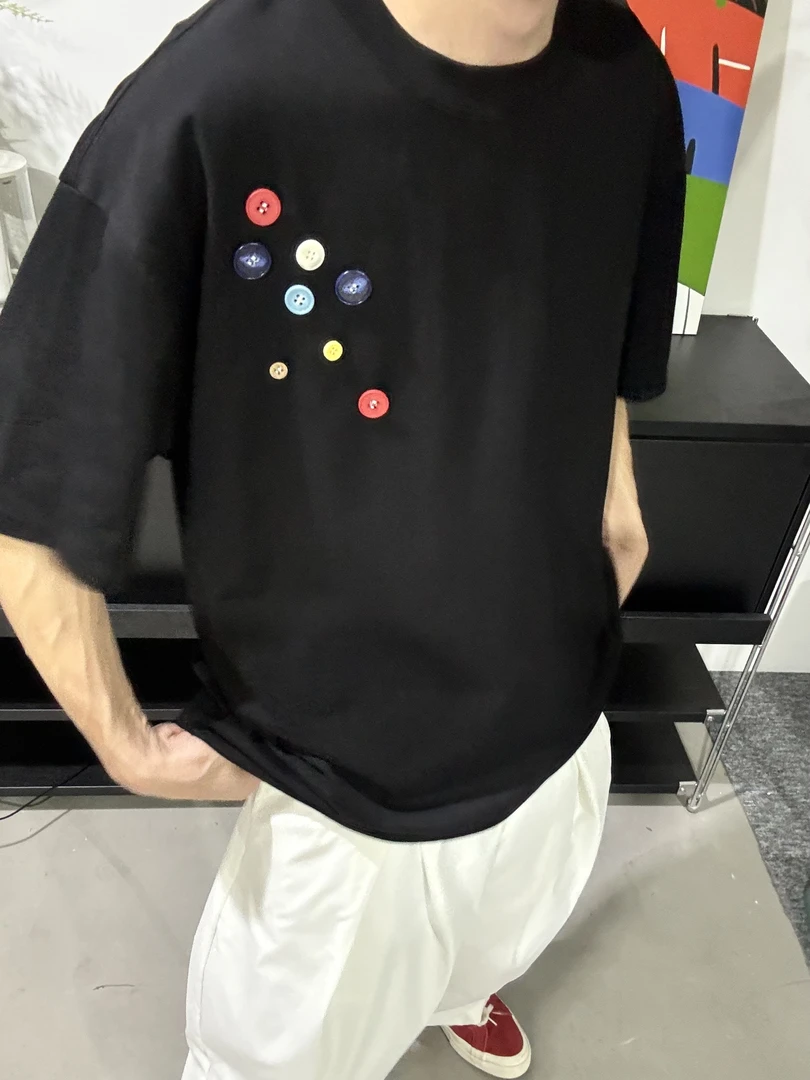 【叁伍】手工 diy 纽扣短袖男女同款