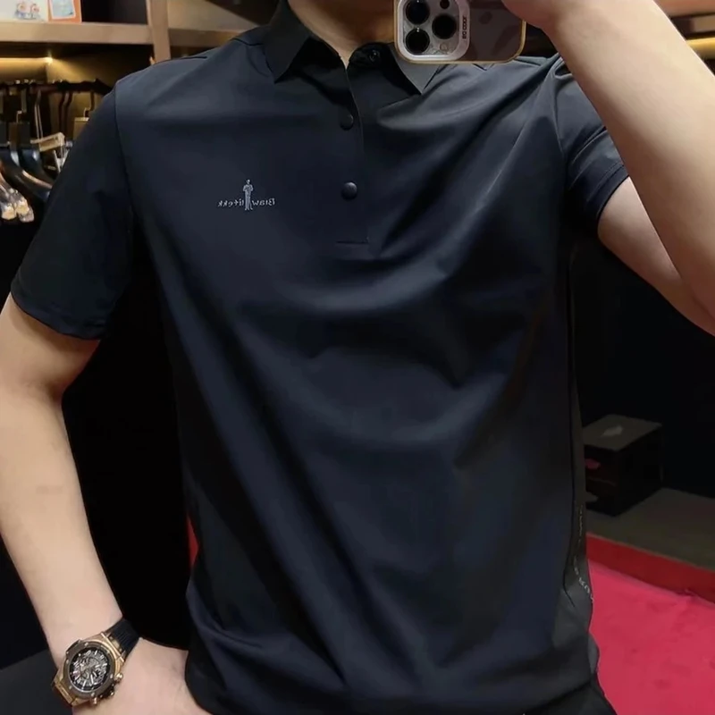 夏季轻奢风时尚流行男士休闲速干百搭上衣简约纯色质感短袖T恤