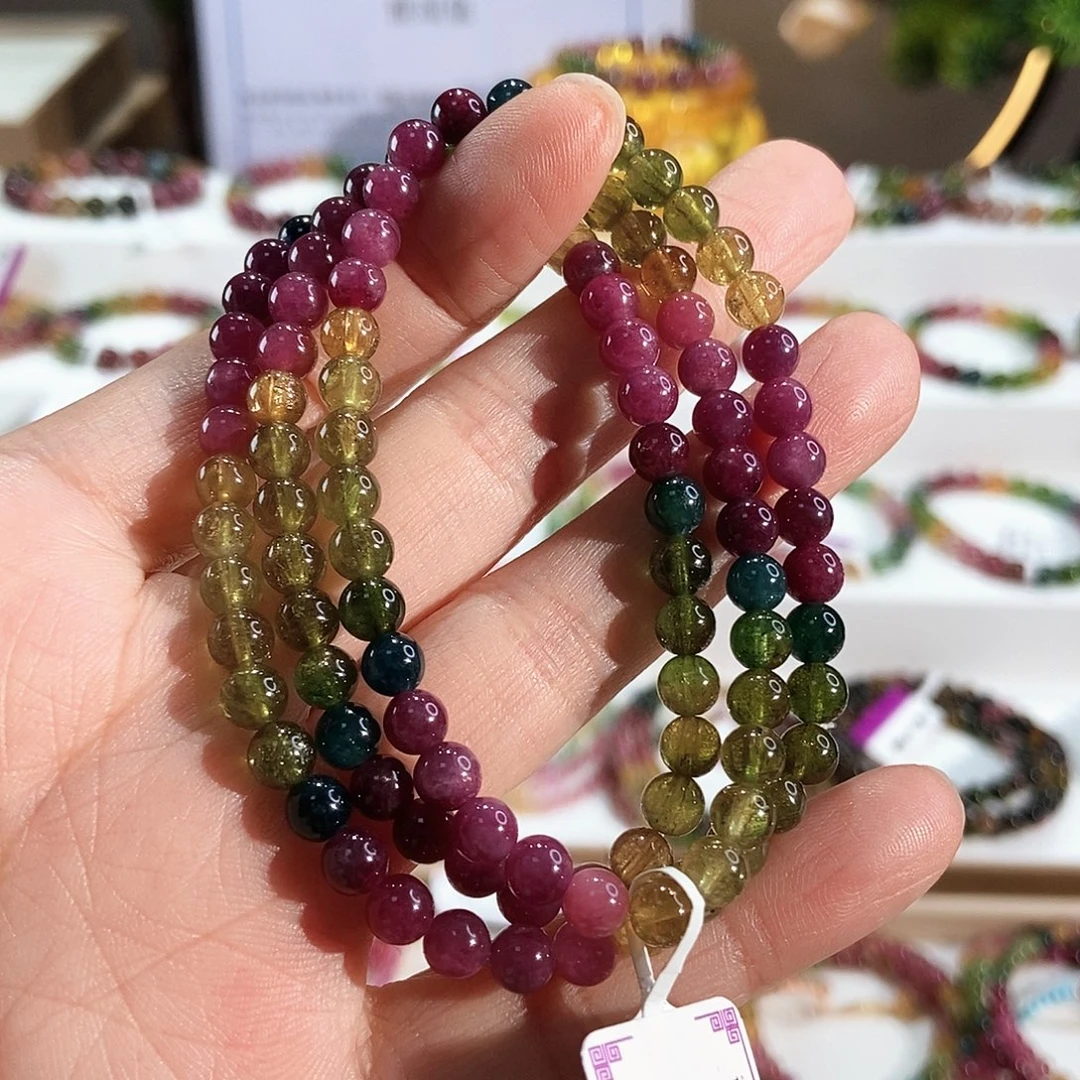 碧玺手链未镶嵌G2350三圈颜色微差