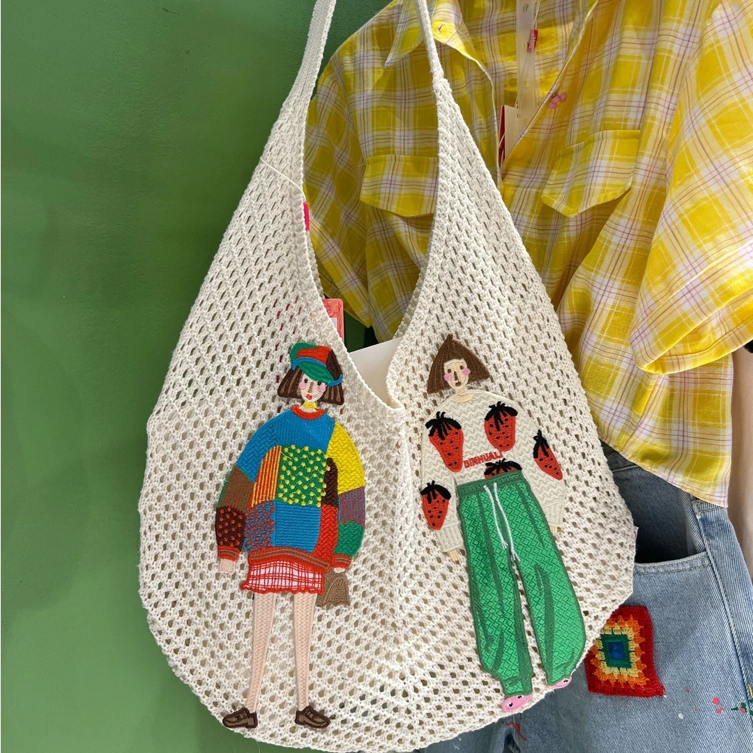 妖精的口袋慵懒风度假大容量编织包年时尚百搭休闲单肩包25248415