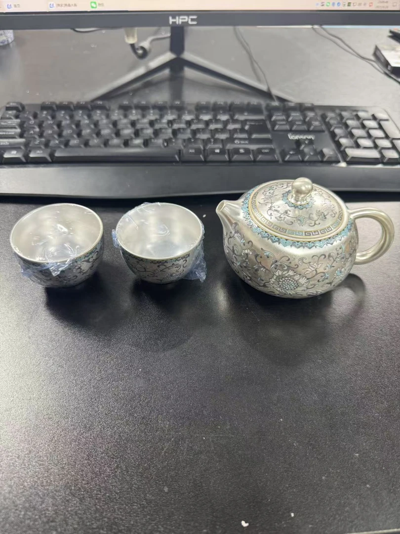 999银缠枝莲高档一壶二杯茶具套装1028