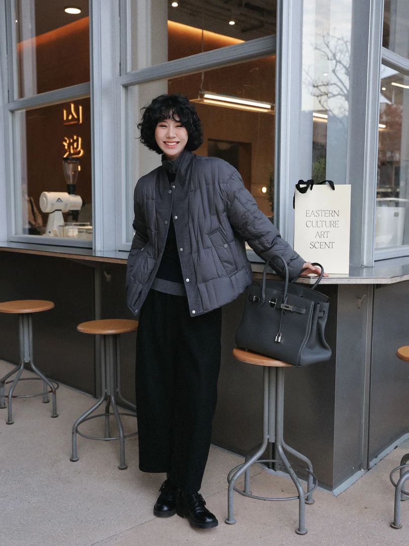 TT设计师【茶雾古堡】时尚简约拼接小立领白鹅绒羽绒服TT191681