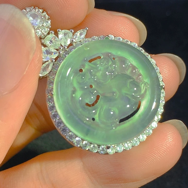 翡翠银S925镶嵌颈饰