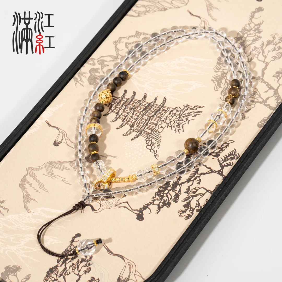 满江红 沉香「晶香雅韵」海南莺歌绿99沉/白水晶设计款DIY万能链U19