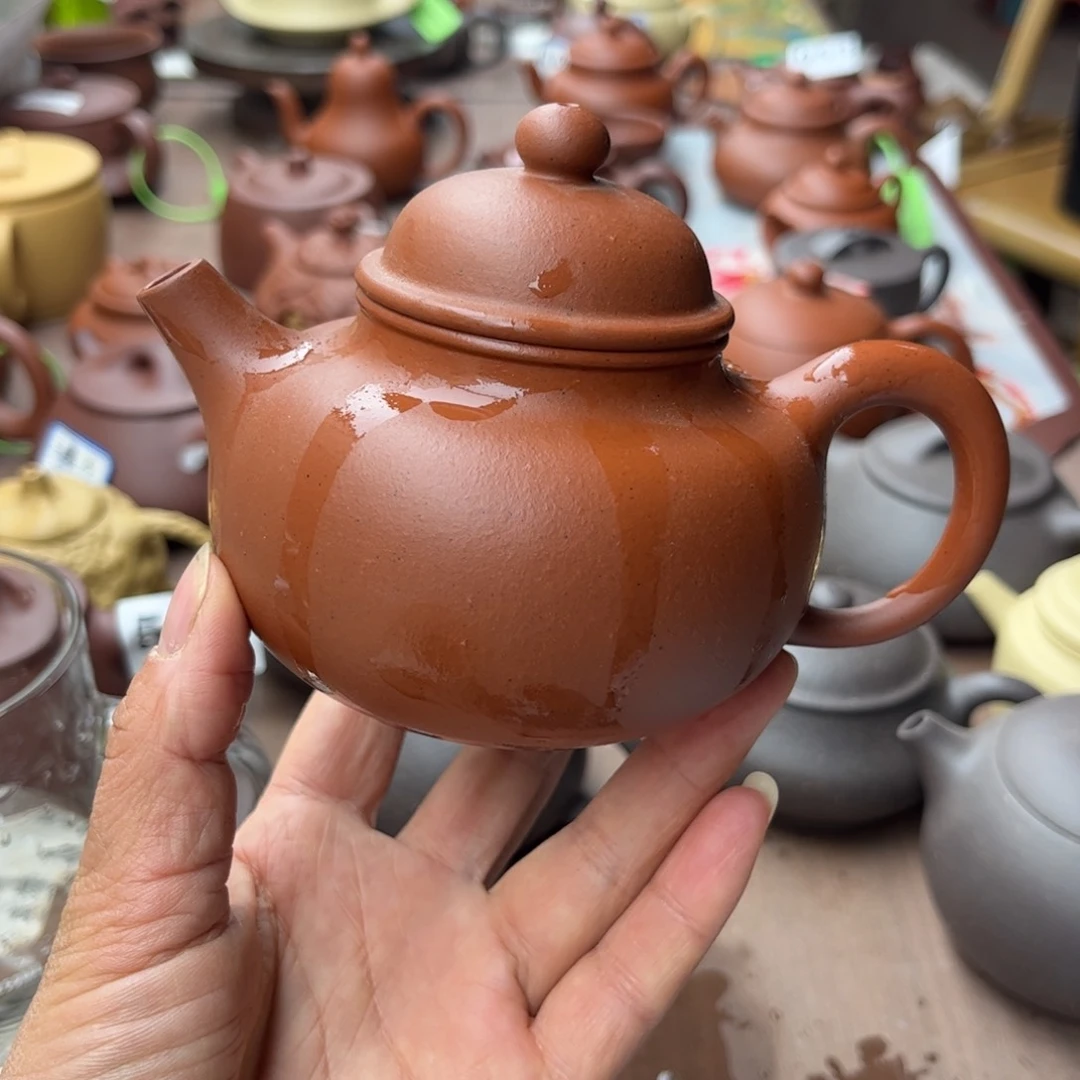 紫砂茶壶小红泥全手工瑕疵230cc