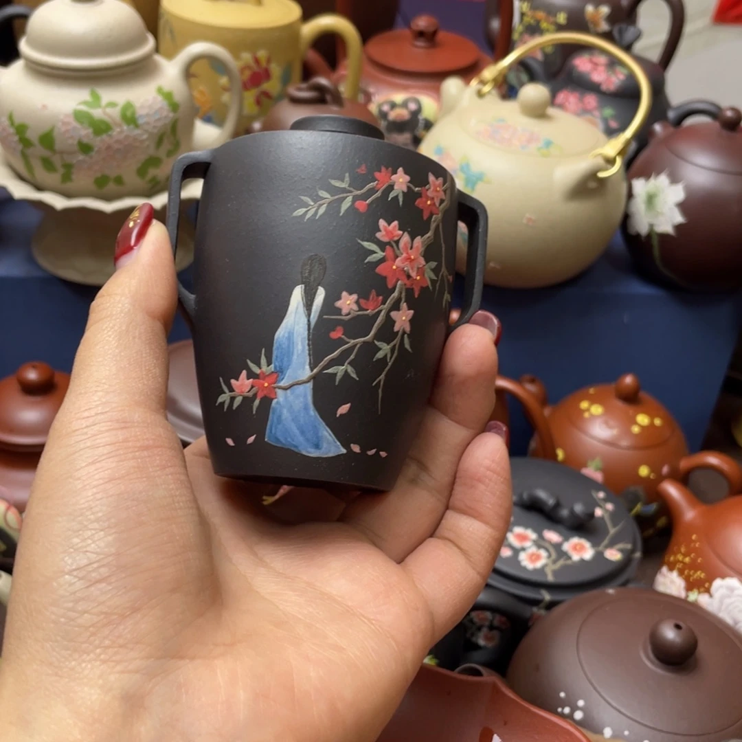 凤***凰茶杯红泥紫砂主人杯100cc